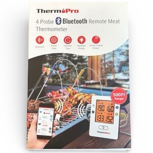 ThermoPro Wireless Bluetooth Meat Thermometer with 500Ft 4Temperature Probe TP25